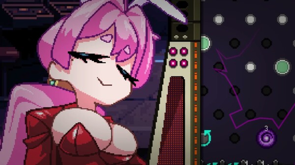 A bunny girl at the machine — official art